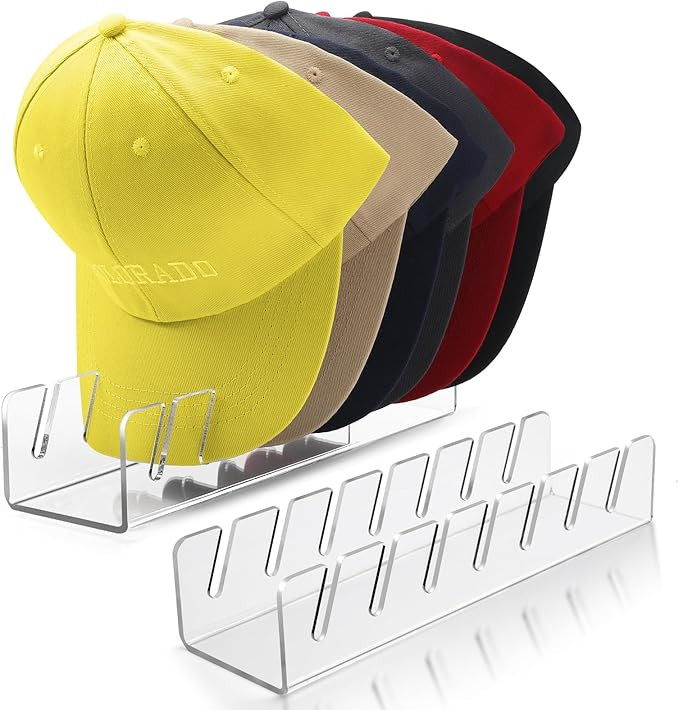 Hat Stand for Baseball Caps, 2Pcs No Install Hat Acrylic Organizers Hat Storage for 14Caps,Hat Ra... | Amazon (US)
