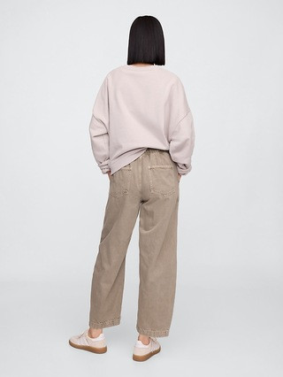 Mid Rise SuperSoft Pull-On Barrel Jeans | Gap Factory