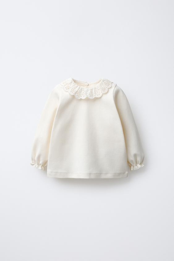 WARM EMBROIDERED COLLAR T-SHIRT | Zara UK