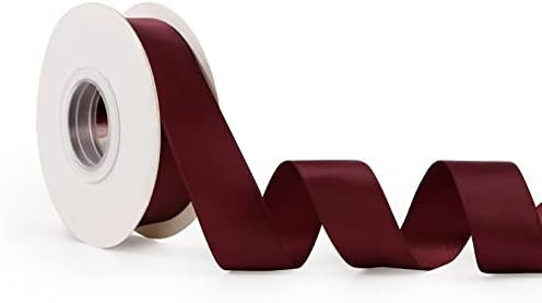 DINDOSAL Burgundy Ribbon 1 Inch Maroon Double Face Satin Ribbon Shiny Silk Ribbon for Gift Wrappi... | Amazon (US)