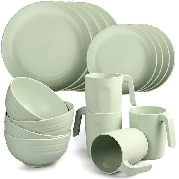 Loobuu Plastic Dinnerware Sets (16PCS) - Lightweight & Unbreakable Dinnerware Set - Microwave Saf... | Walmart (US)