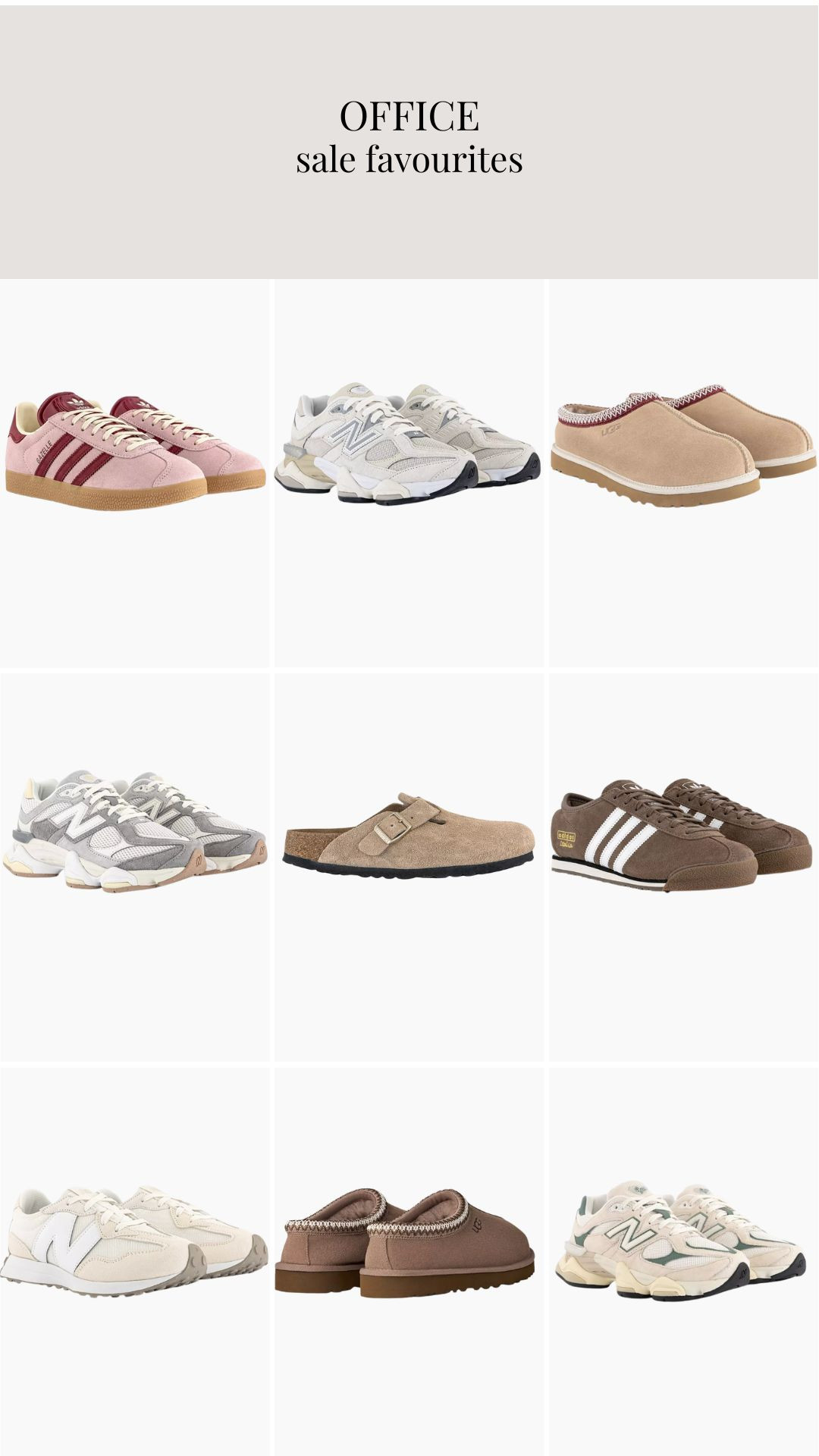 My Office Black Friday sale favourites!
Uggs, Birkenstocks, Adidas trainers, New Balance, winter shoes, comfy trainers  

 #LTKCyberWeek #LTKuk #LTKwinter