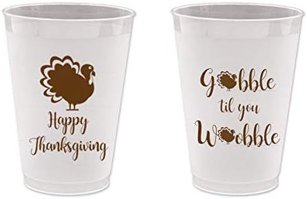 Thanksgiving Frost Flex Plastic Cups - Gobble Till You Wobble | Amazon (US)