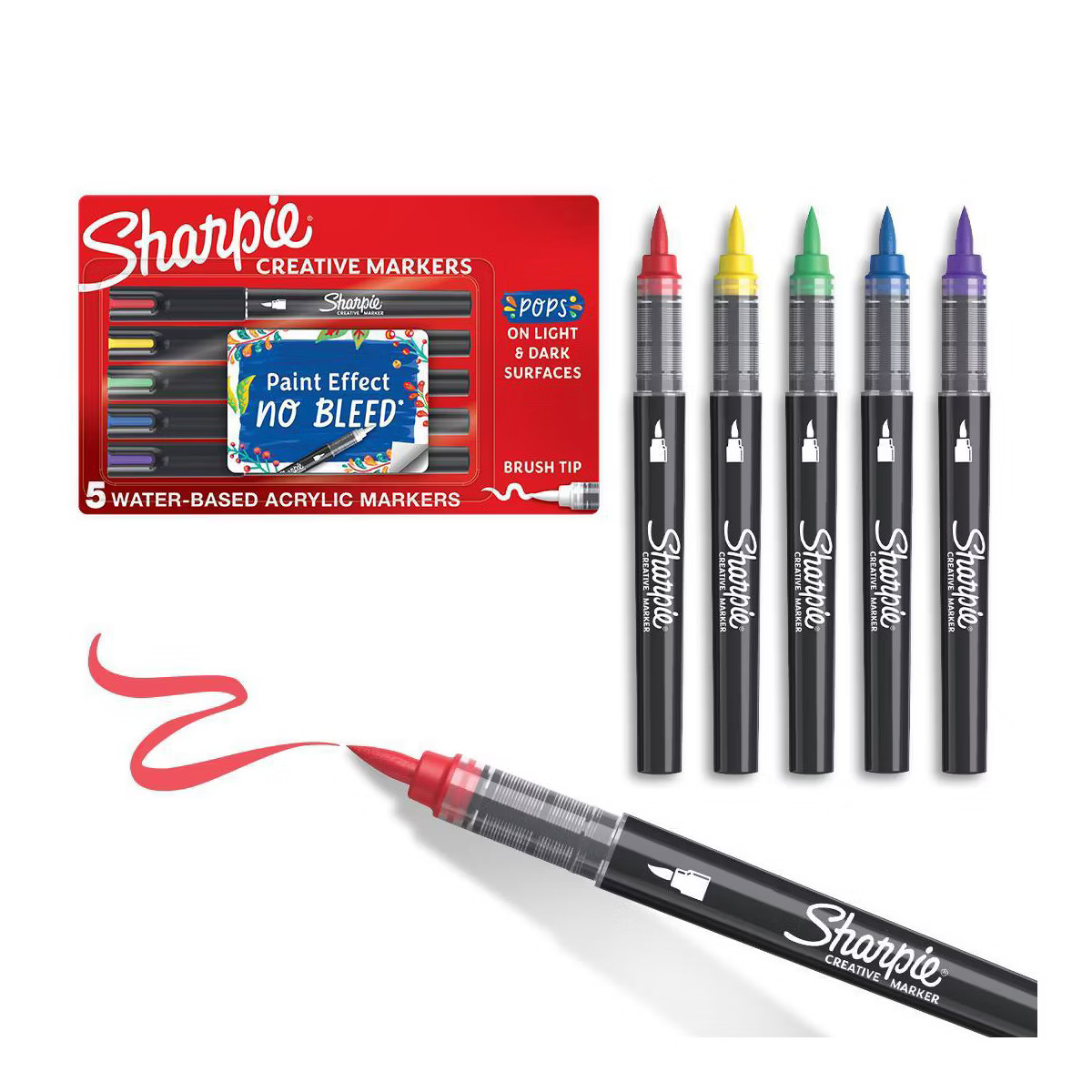 Sharpie 5pk Creative Markers Brush Tip Multicolored: Medium Point Art & Stationery for Ages 8+ | Target