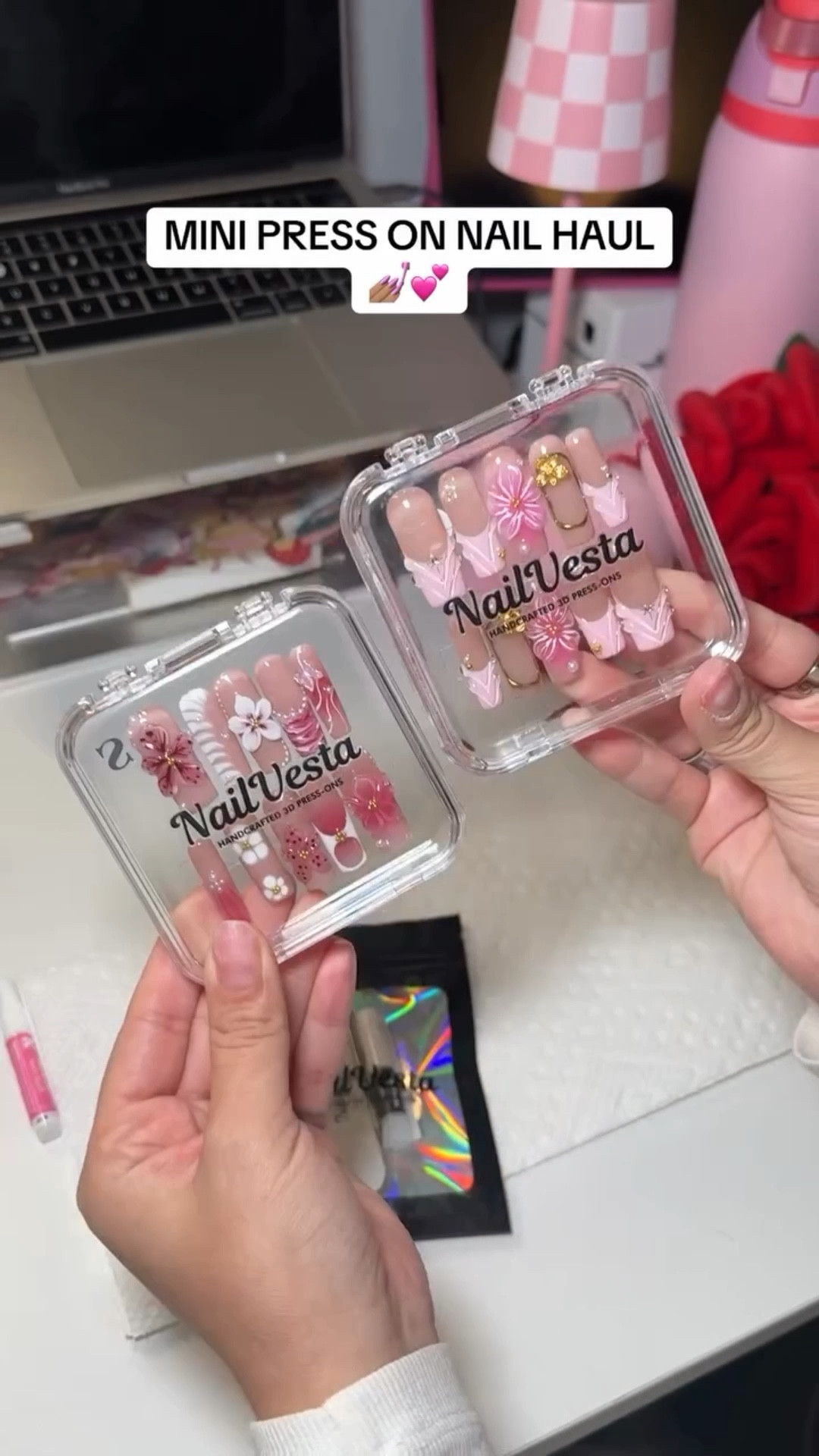 new press ons came in and I couldn’t wait to share 💕 if you’re looking for handmade press ons that are cute and girly these are it ✨ @nailvesta_official 

#pressonnails #girlynails #handmadepressonnails #pressonnailset #nailsathome