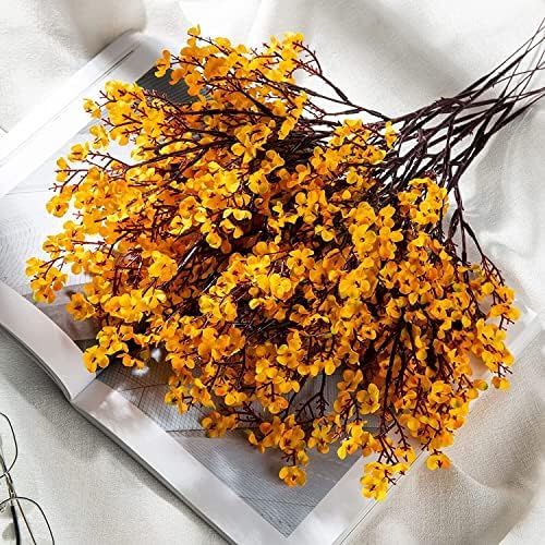 niuniufine 8PCS Artificial Flowers Babys Breath Fall Orange Real Touch Silk Floral Arrangement Au... | Amazon (US)