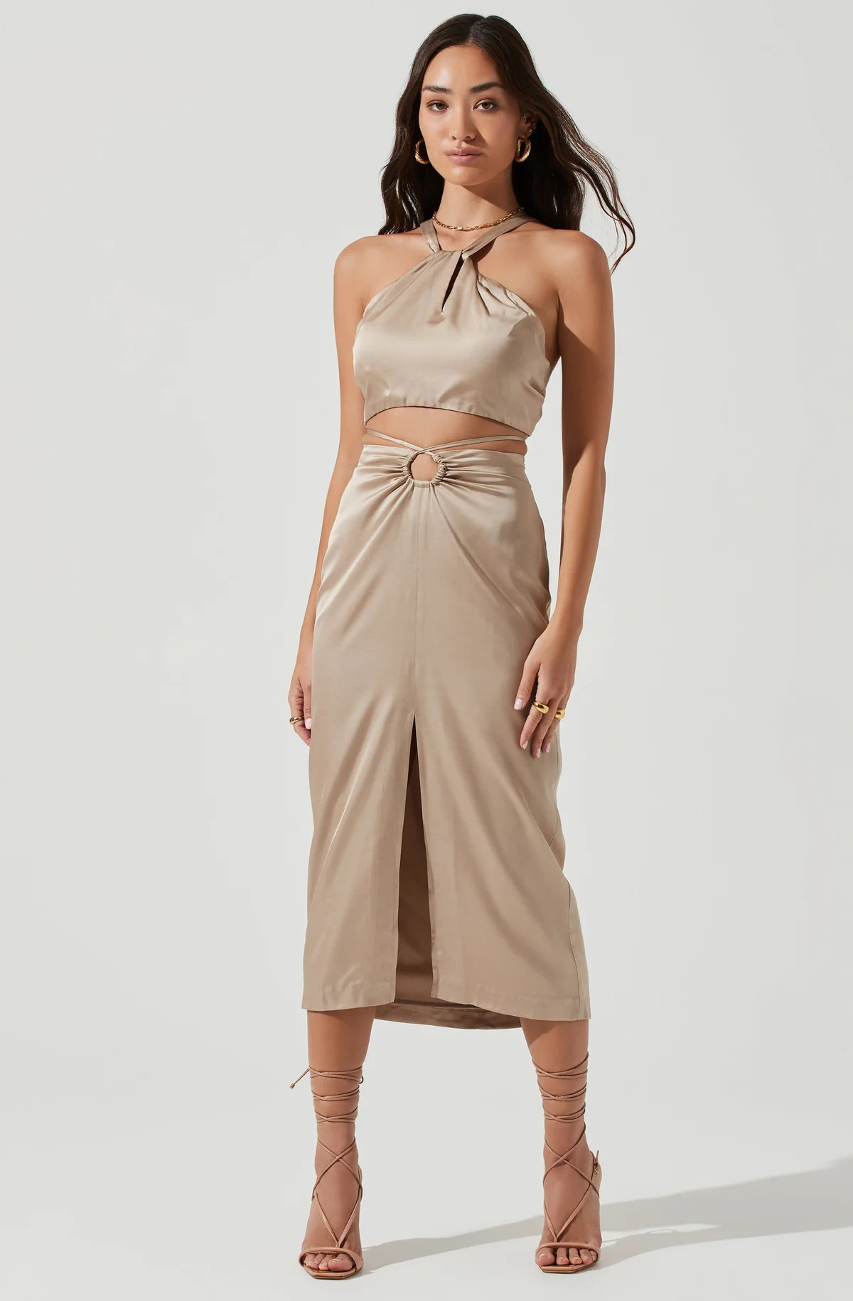 Robin Tie Waist Cutout Midi Skirt | ASTR The Label (US)