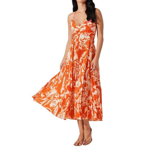 Women's ASTR The Label Blythe Floral Plisse Maxi Dress Small Hot Orange Floral | Scheels Sports