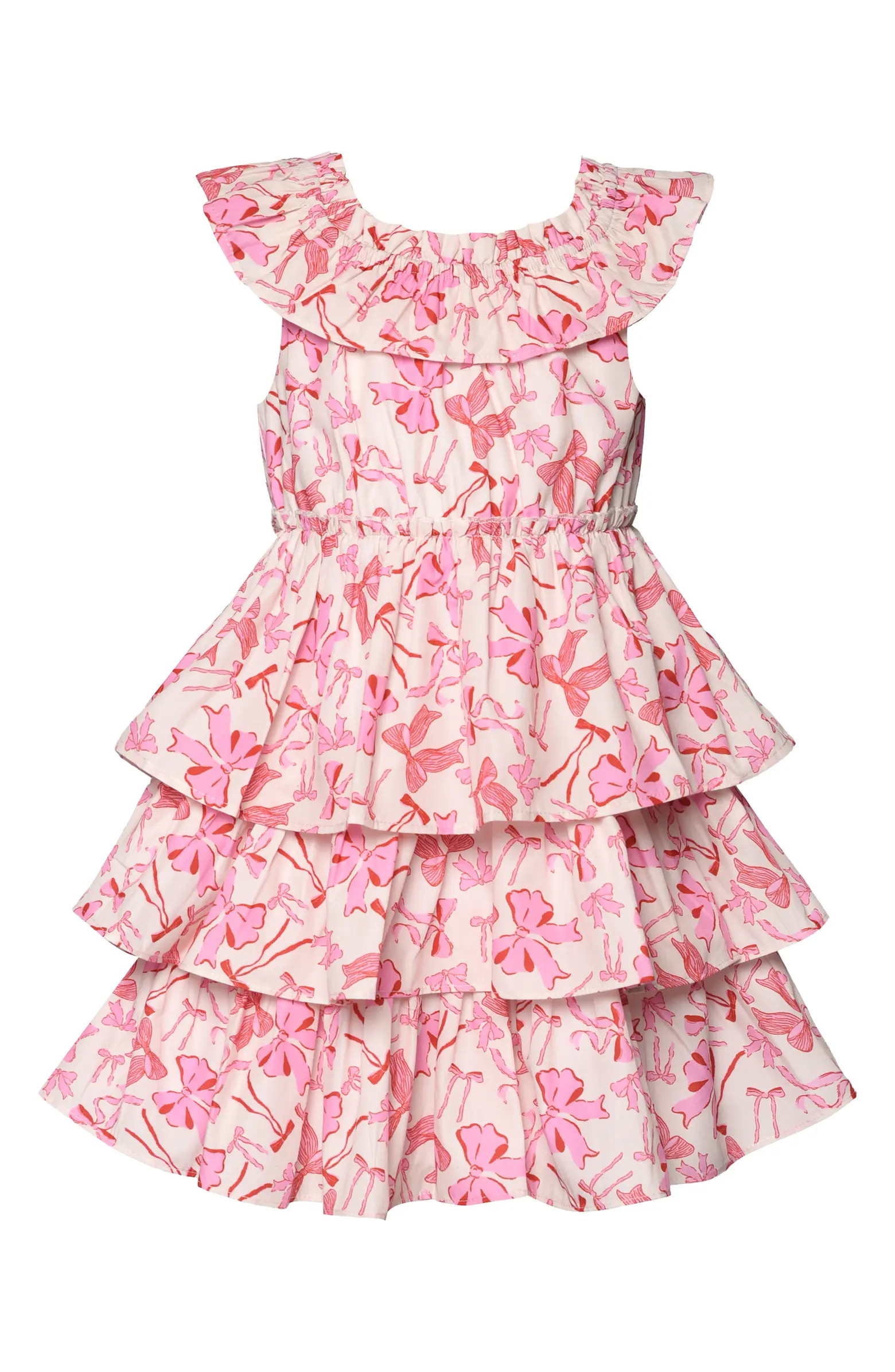 Kids' Bow Print Tiered Dress | Nordstrom