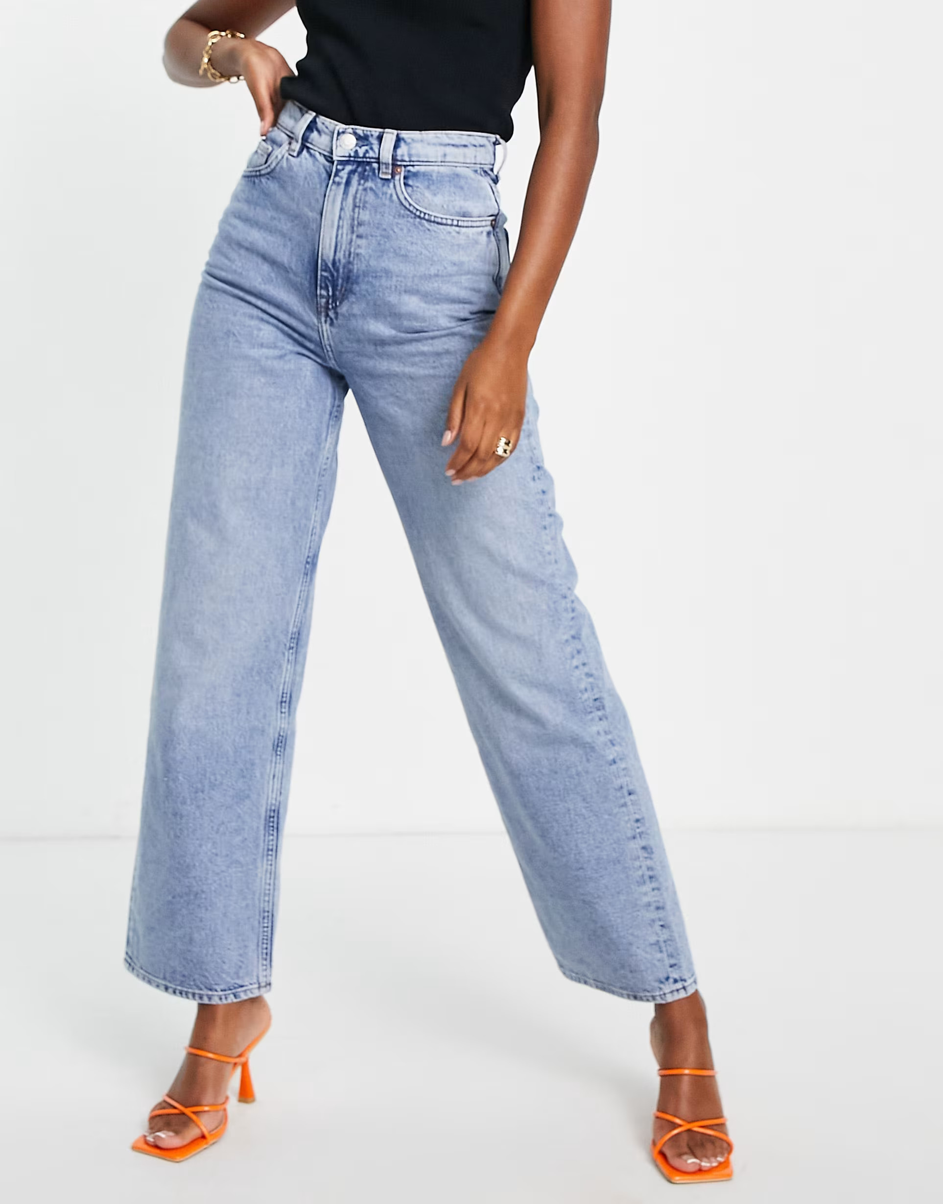 & Other Stories Dear cotton high rise wide leg jeans in aqua blue - LBLUE | ASOS (Global)
