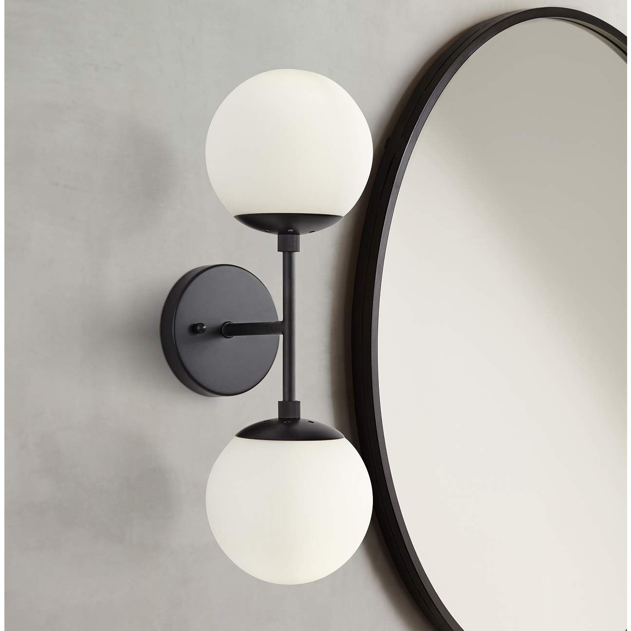 Oso 17 3/4" High Opal Glass Black Wall Sconce | Lamps Plus