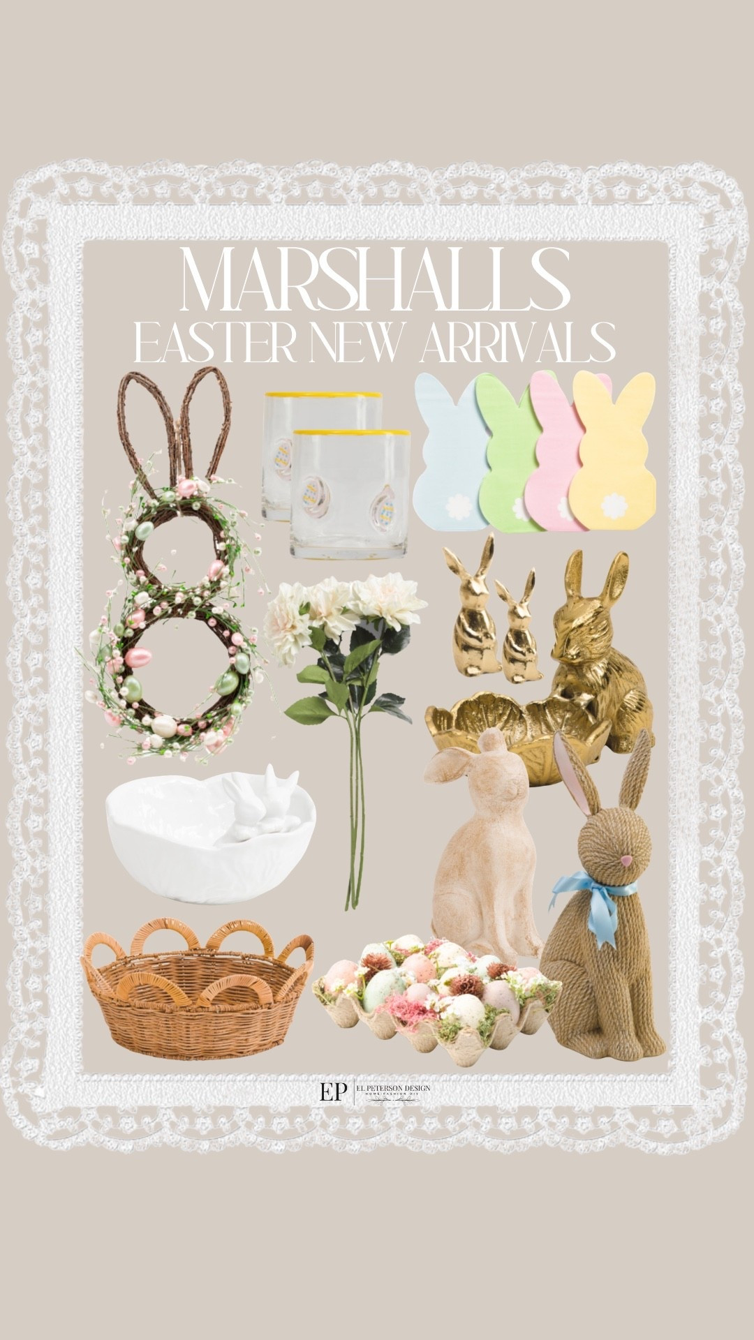 Marshall’s 
New Easter Arrivals
Wreath
Bunnies
Easter eggs
Wicker bowl
Bunny bowl
Napkin
Stems
Drinking glasses

#LTKHome