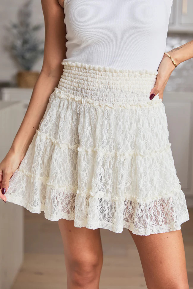 Through The Garden Cream Lace Mini Skort DOORBUSTER | Pink Lily