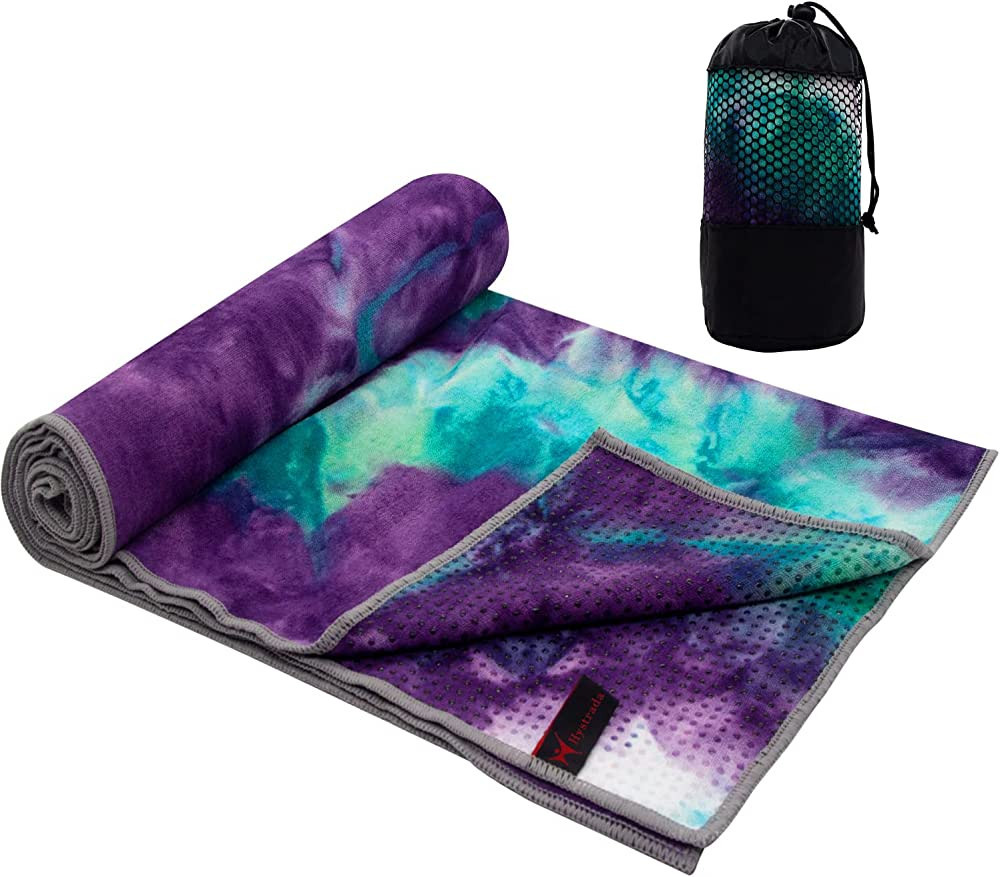 Yoga Towel - Tie-Die Textures Non-Slip Yoga Towel with Bag - Odorless and 100% Absorbent Microfib... | Amazon (US)