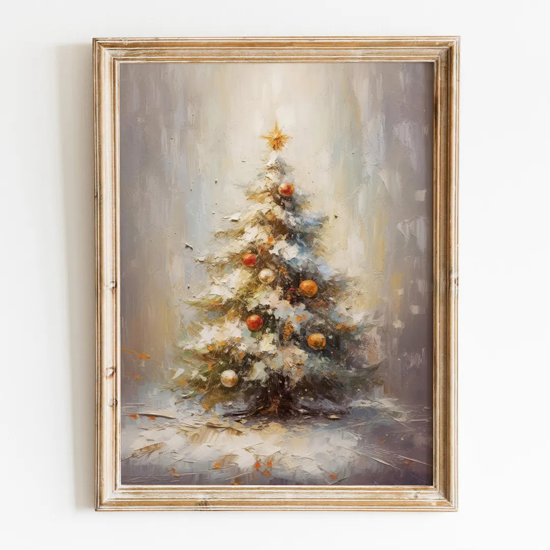 Moody Christmas Tree Printable Wall Art, Preppy Christmas Room Decor, Vintage Christmas Winter Pr... | Etsy (US)