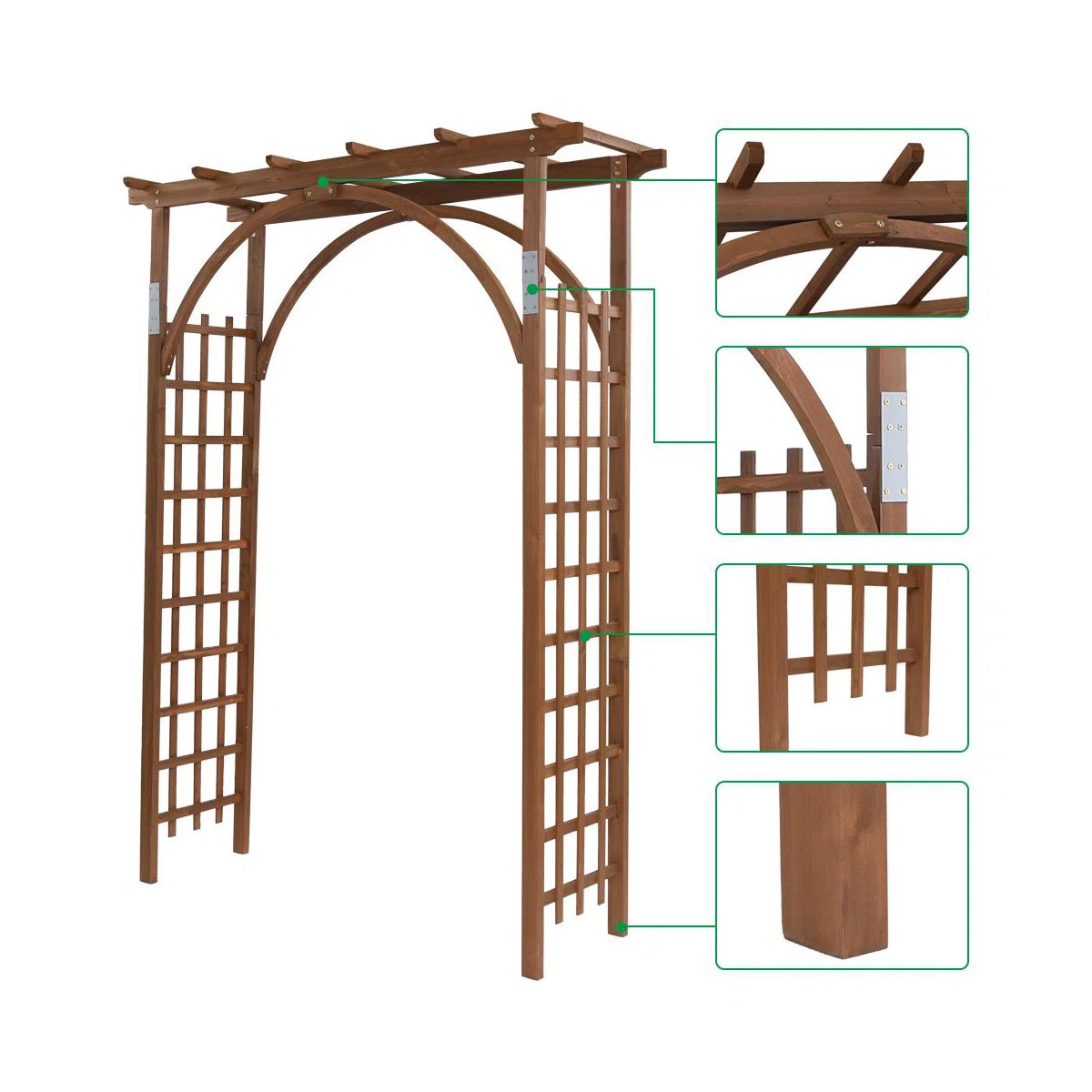 Ea 62.99'' W x 23.62'' D Solid Wood Arbor | Wayfair North America