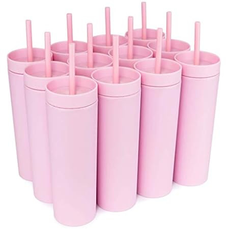 Maars Skinny Acrylic Tumbler with Lid and Straw | 18oz Premium Insulated Double Wall Plastic Reusabl | Amazon (US)