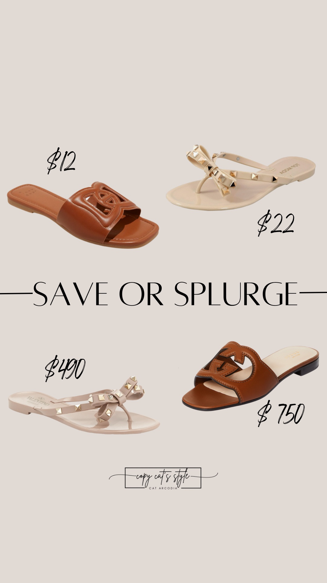 Save or splurge on sandals! Look for less on designer inspired  sandals. 

#LTKStyleTip #LTKShoeCrush #LTKFindsUnder50