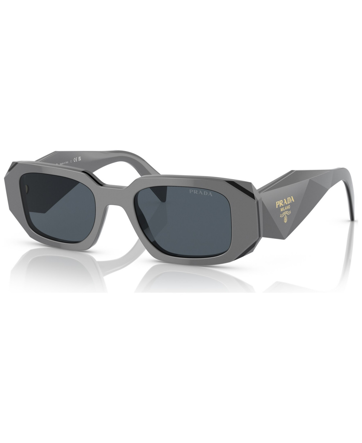 Prada Low Bridge Rectangular Women's Sunglasses, Pr 17WSF - Marble Black/Dark Grey | Macy's