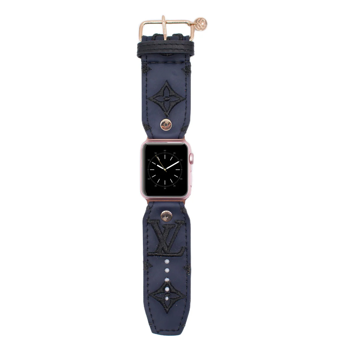 Upcycled LV Navy Broderie Sivella Watchband with Logo | Sparkl