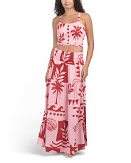 Linen Blend Palm Shirred Cropped Top And Skirt Set | Juniors | Marshalls | Marshalls