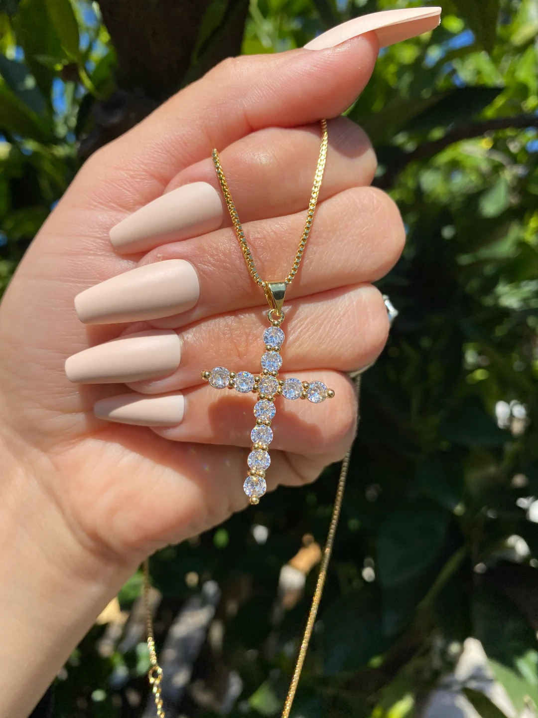 Gold Cross Necklace Cubic Zirconia Diamonds Silver Cross - Etsy | Etsy (US)