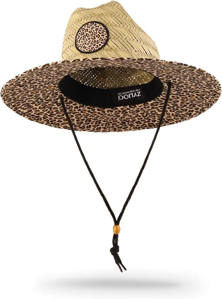 Zylioo S M L XL Straw Hat for Men,Women Wide Brim Lifeguard Hat,Large Beach Sun Hat with Chin Str... | Amazon (US)