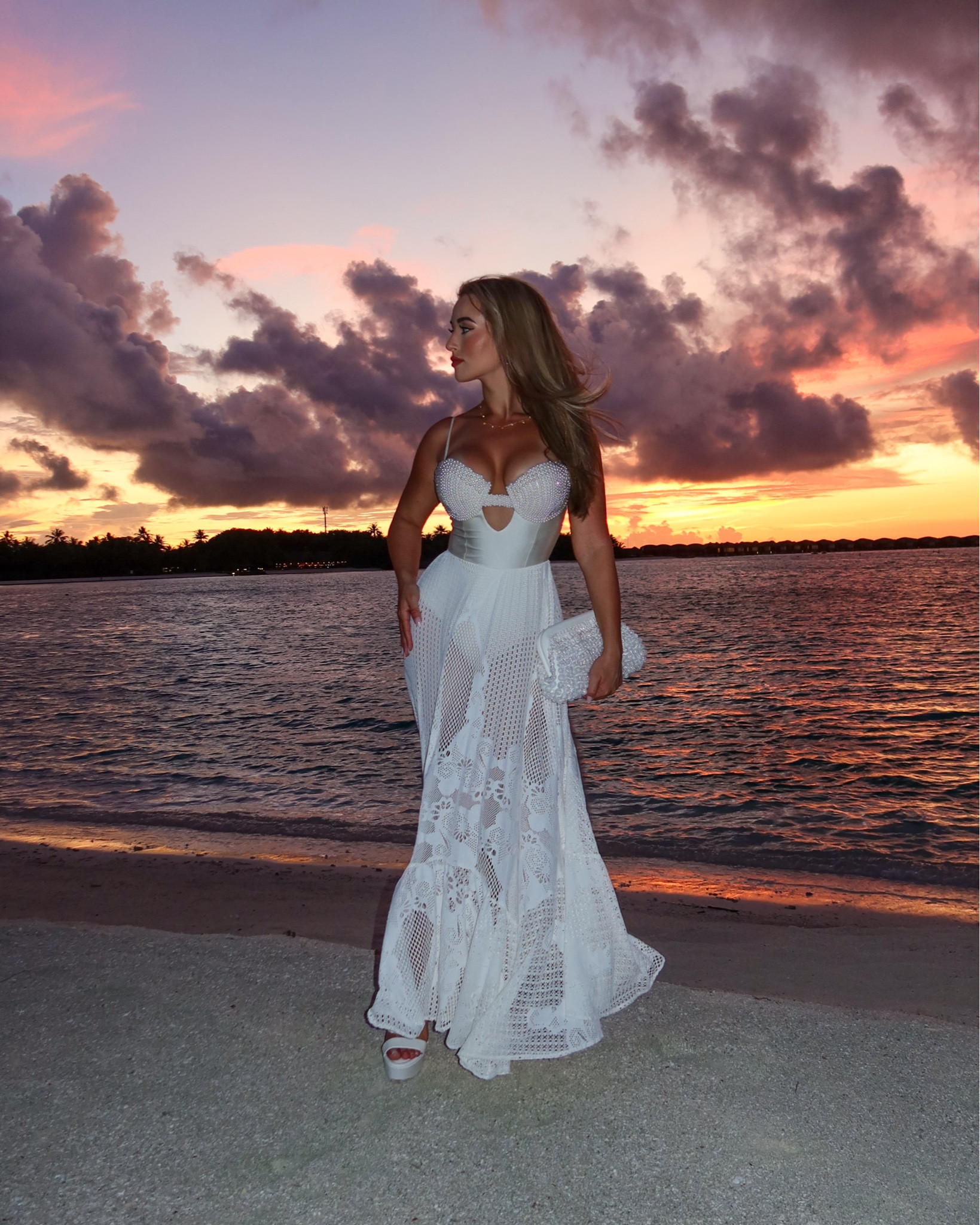 Dinner in the Maldives on my honeymoon 🐚 wearing a size XS in this Patbo dress. 

#LTKSwim #LTKWedding #LTKTravel