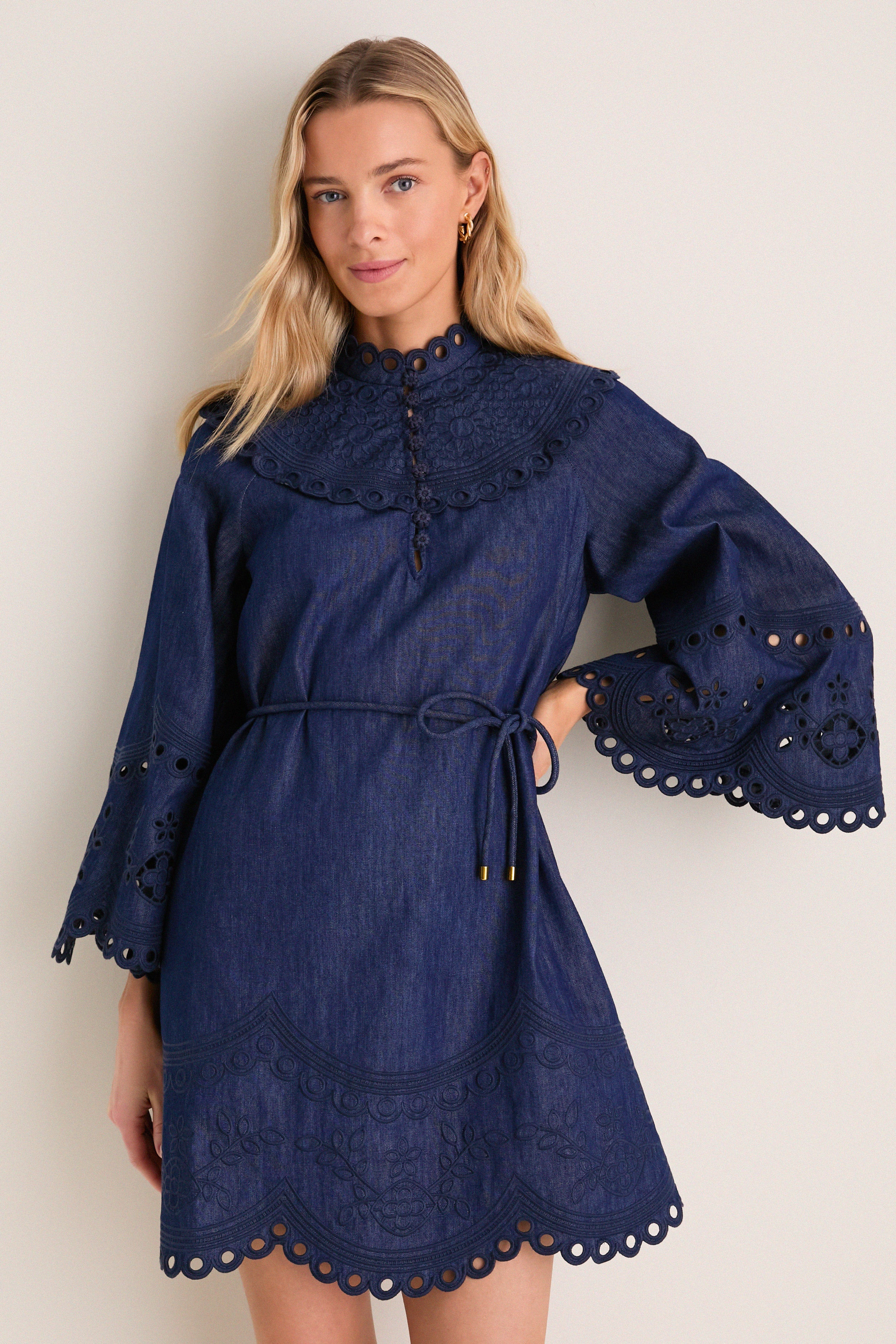 Ink Mahon Broderie Denim Mini Dress | Tuckernuck (US)