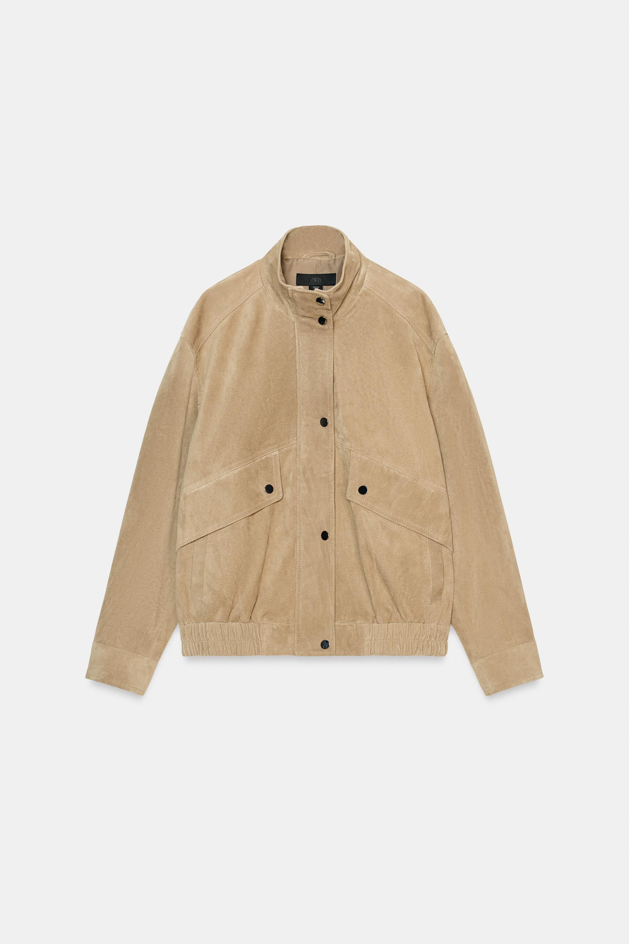 BLOUSON 100% CUIR DAIM COL MONTANT | Zara US