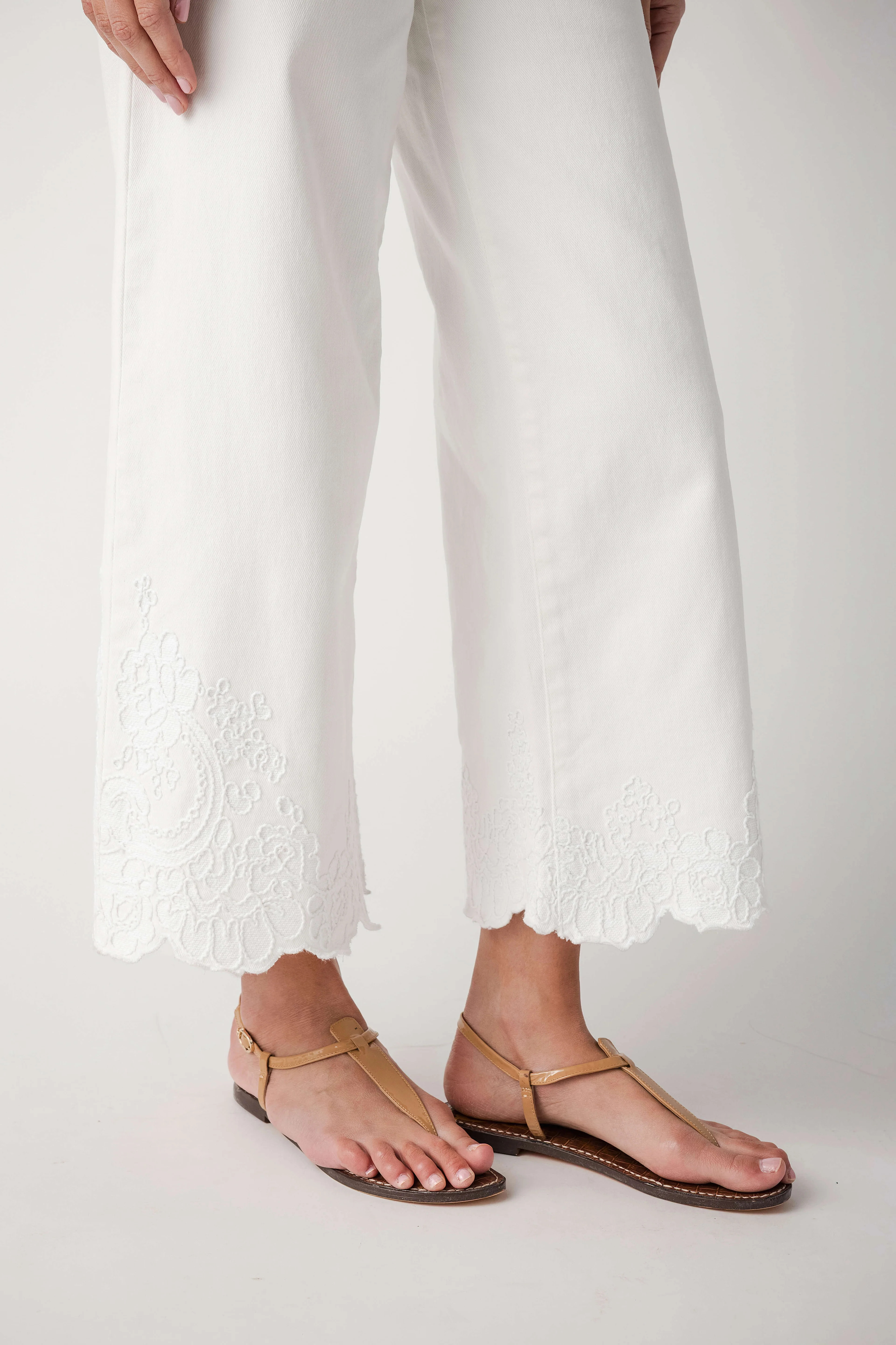 Risen Lacey High Rise Crop Wide Hem Pants | Social Threads