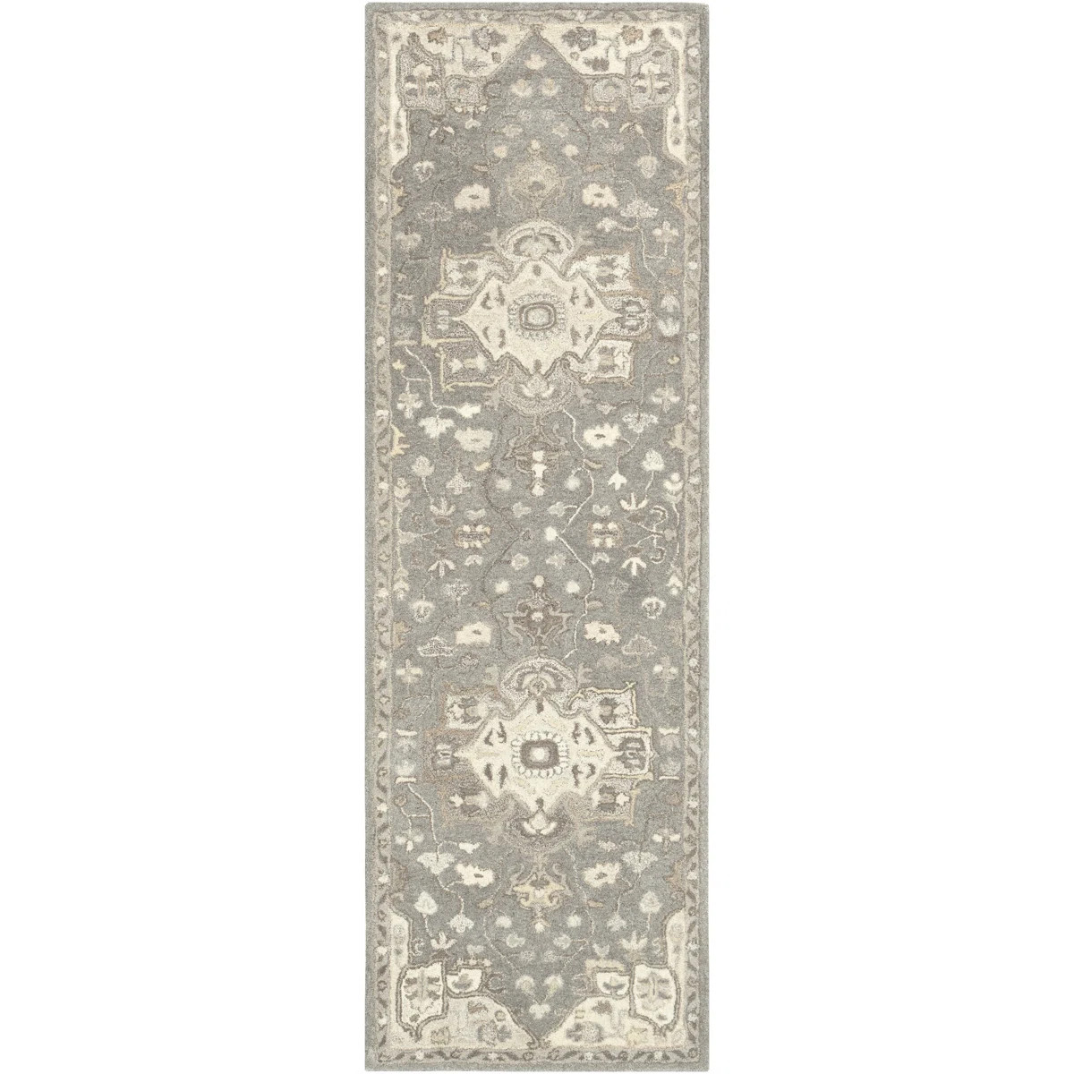 Burkholder Oriental Hand-Tufted Wool Charcoal/Taupe Area Rug | Wayfair North America