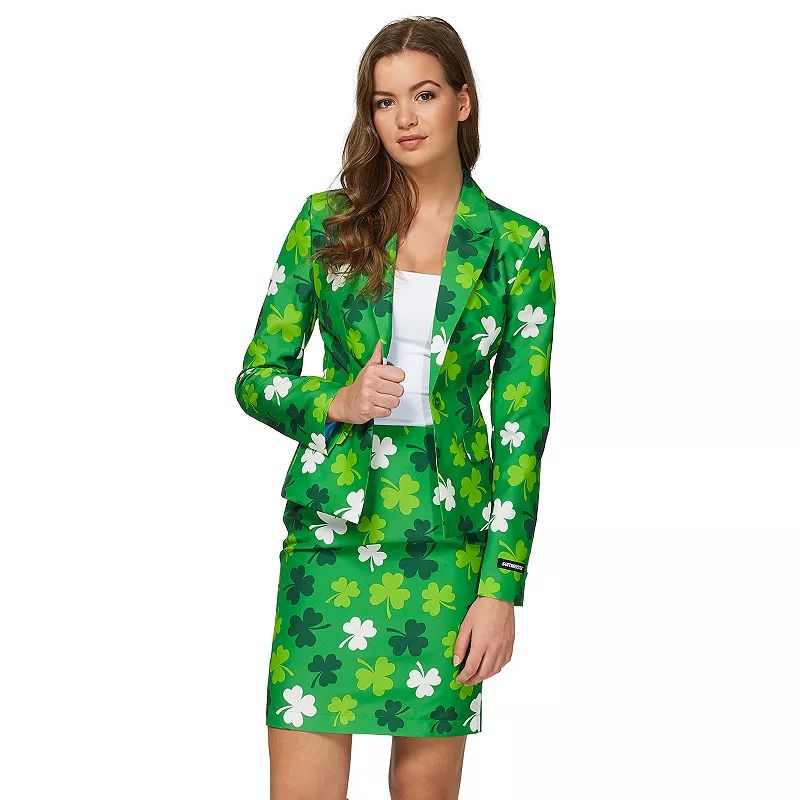 Women's Suitmeister St. Patrick's Day Shamrock Jacket & Skirt Suit Set, Size: Large, Green | Kohl's