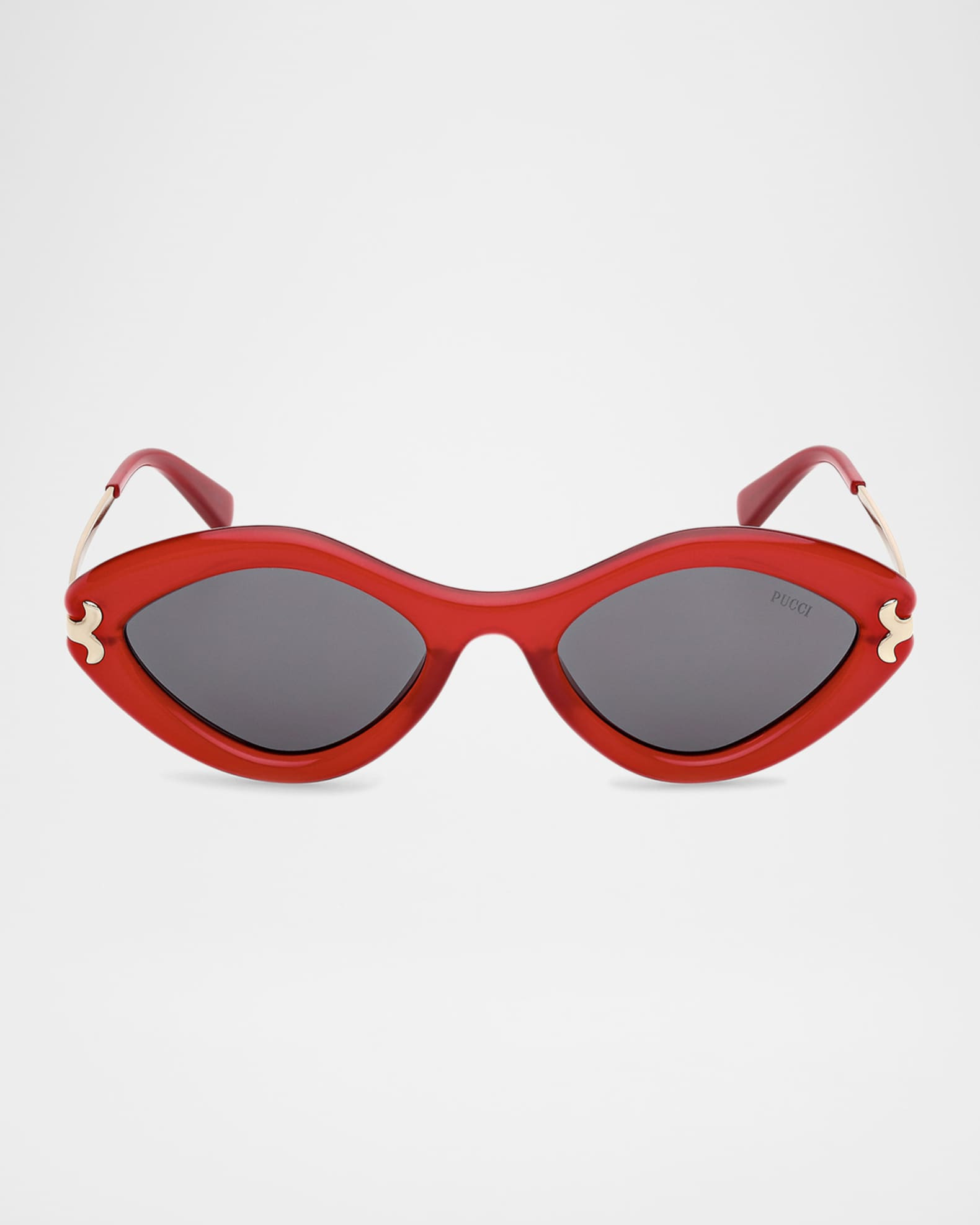 Logo Acetate & Metal Oval Sunglasses | Neiman Marcus