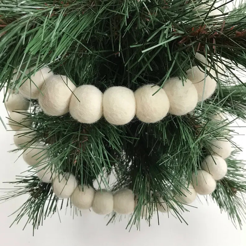 Cream Felt Ball Garland - Pom Pom Garland - Christmas Garland - White Garland - Banner - Easter G... | Etsy (US)