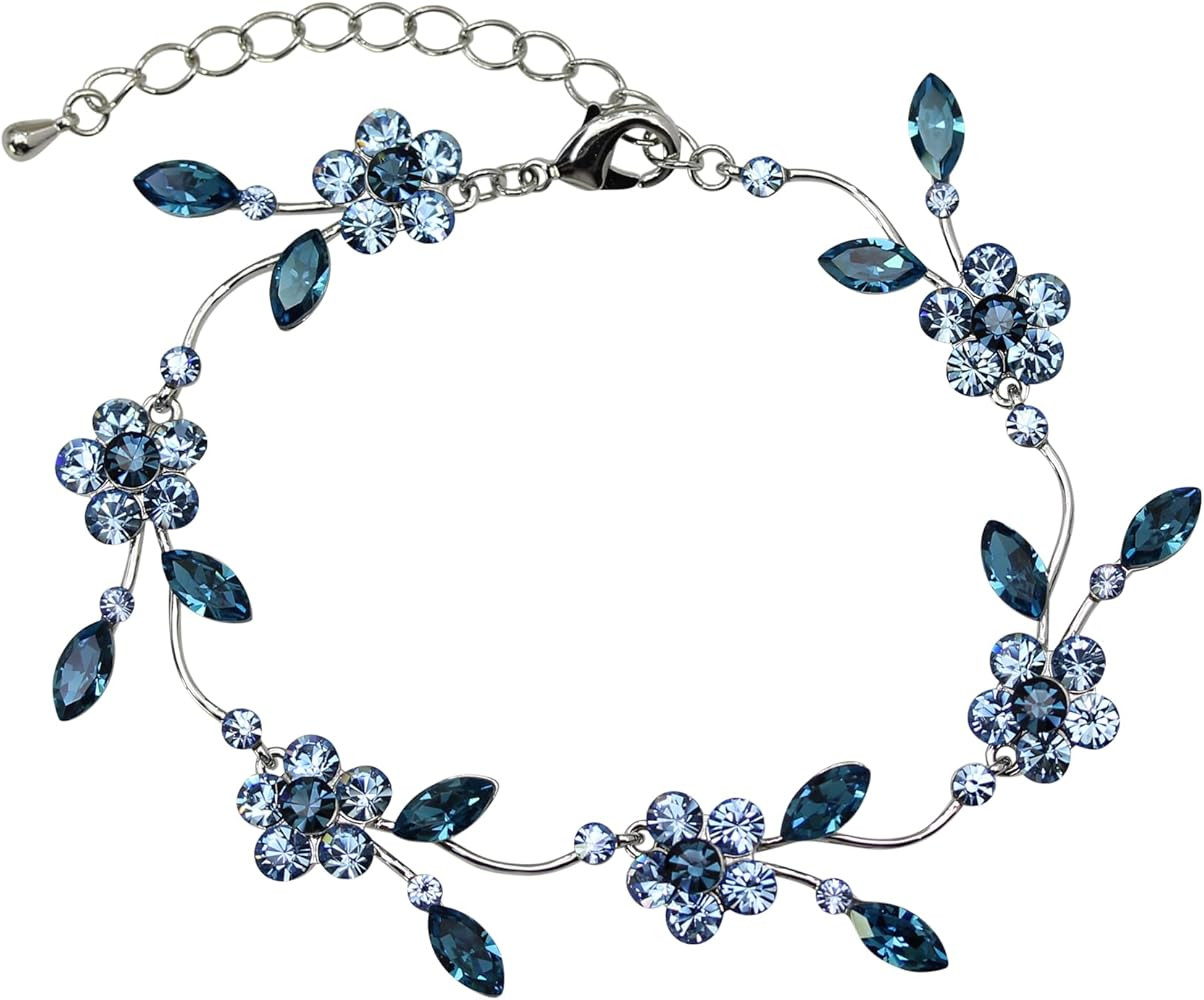 Faship Gorgeous Rhinestone Crystal Floral Necklace Earrings Set | Amazon (US)