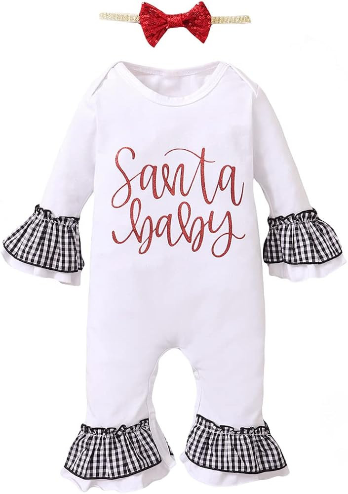 Baby Girl Christmas Outfit Newborn Xmas Romper | Amazon (US)