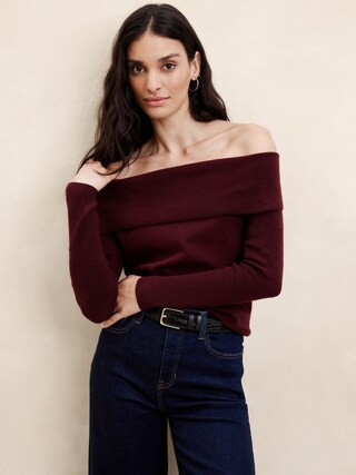 Off -The-Shoulder Pullover Sweater | Banana Republic Factory