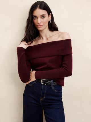 Off -The-Shoulder Pullover Sweater | Banana Republic Factory