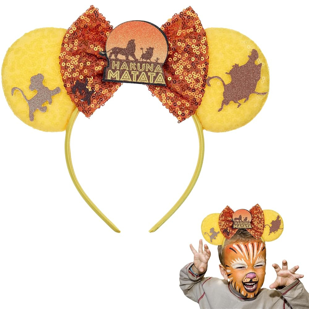 Lion King ears headbands,Sequin Simba Minnie Ears headband, Animal Kingdom Park Mouse ears for Ha... | Amazon (US)
