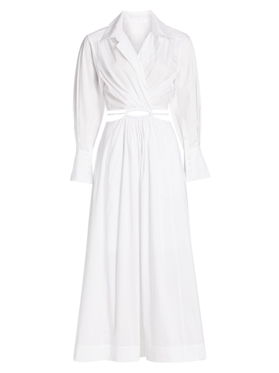 Alex Pleated Poplin Cut-Out Maxi Shirtdress | Saks Fifth Avenue
