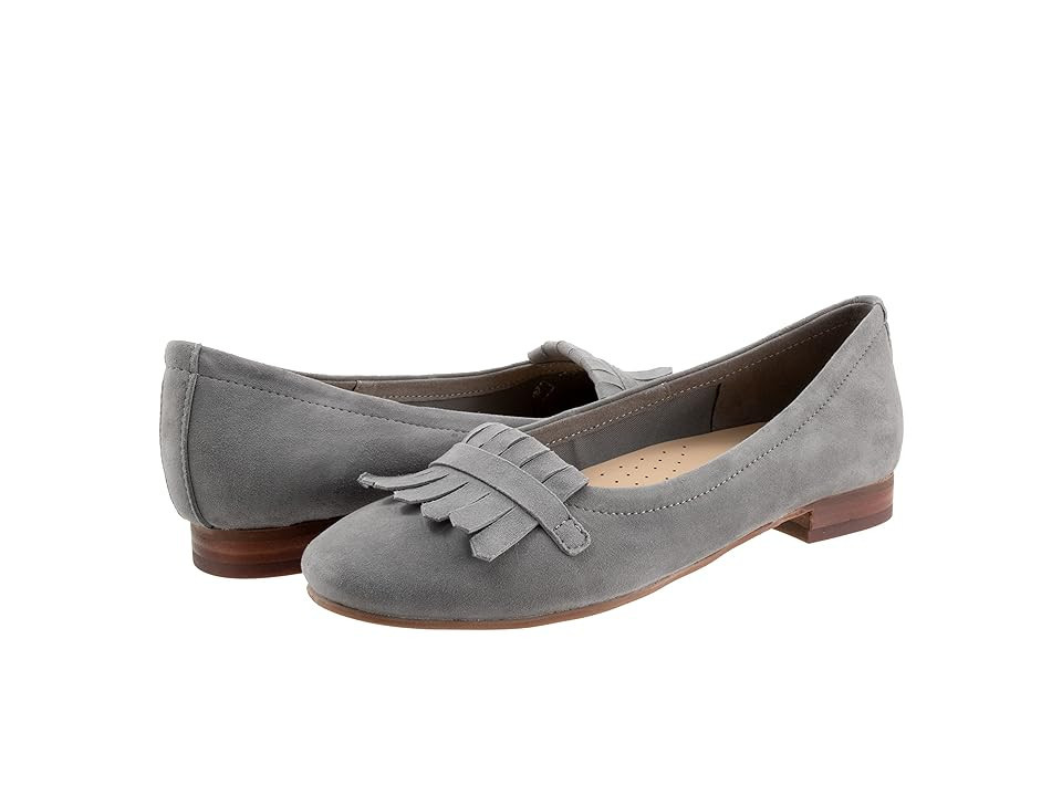Trotters Greyson Women's Flat Shoes Smoke Grey Suede : 9 N (AA) | Zappos