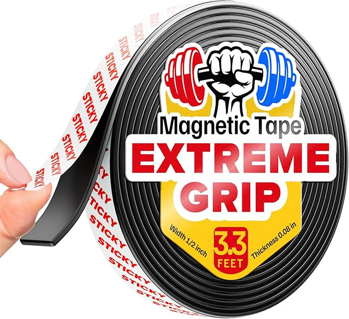 X-bet MAGNET Magnetic Tape Strip with Adhesive Backing - 1/2 Inch x 3.3 Feet - Magnetic Tape Roll... | Amazon (US)
