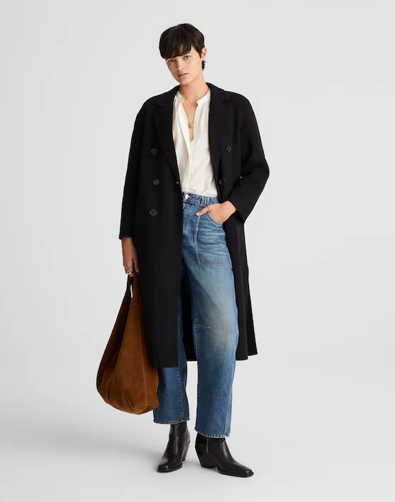 Double-Faced Brushed Long Coat | Madewell