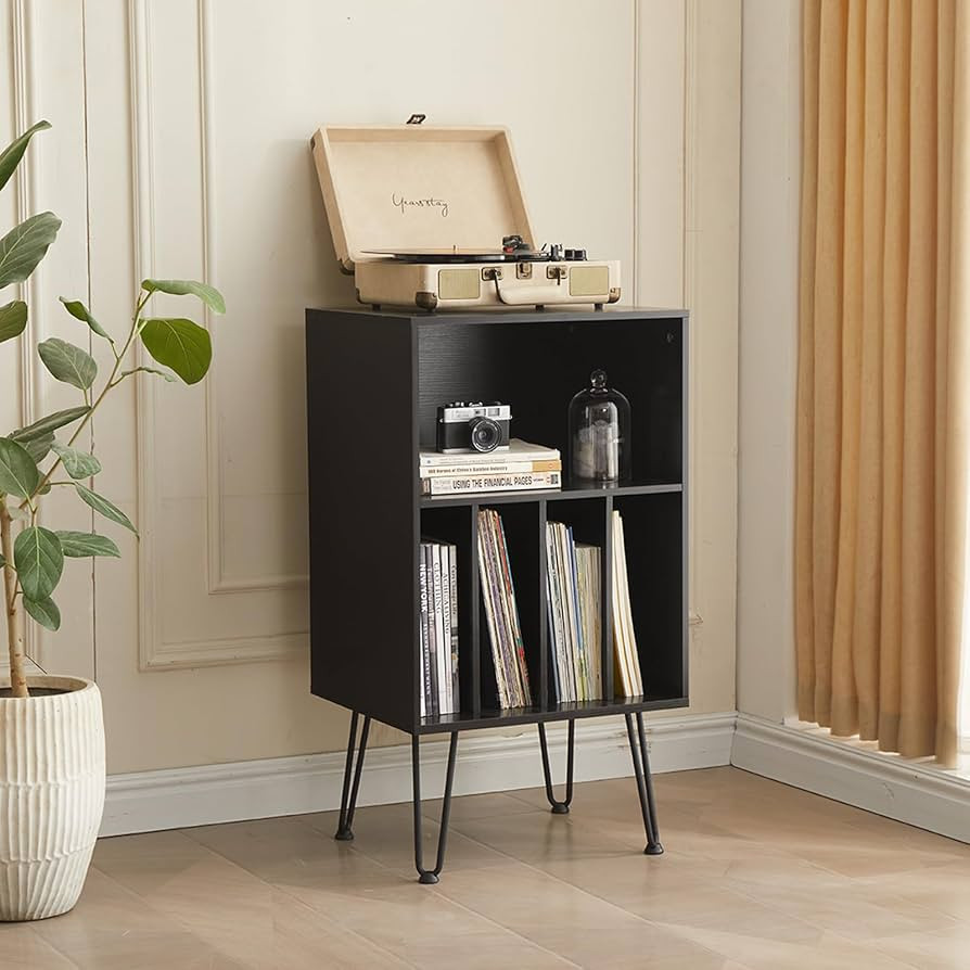 Record Player Stand with Vinyl Storage, Vinyl Record Storage Cabinet Holds Up to 150 Albums, End ... | Amazon (US)