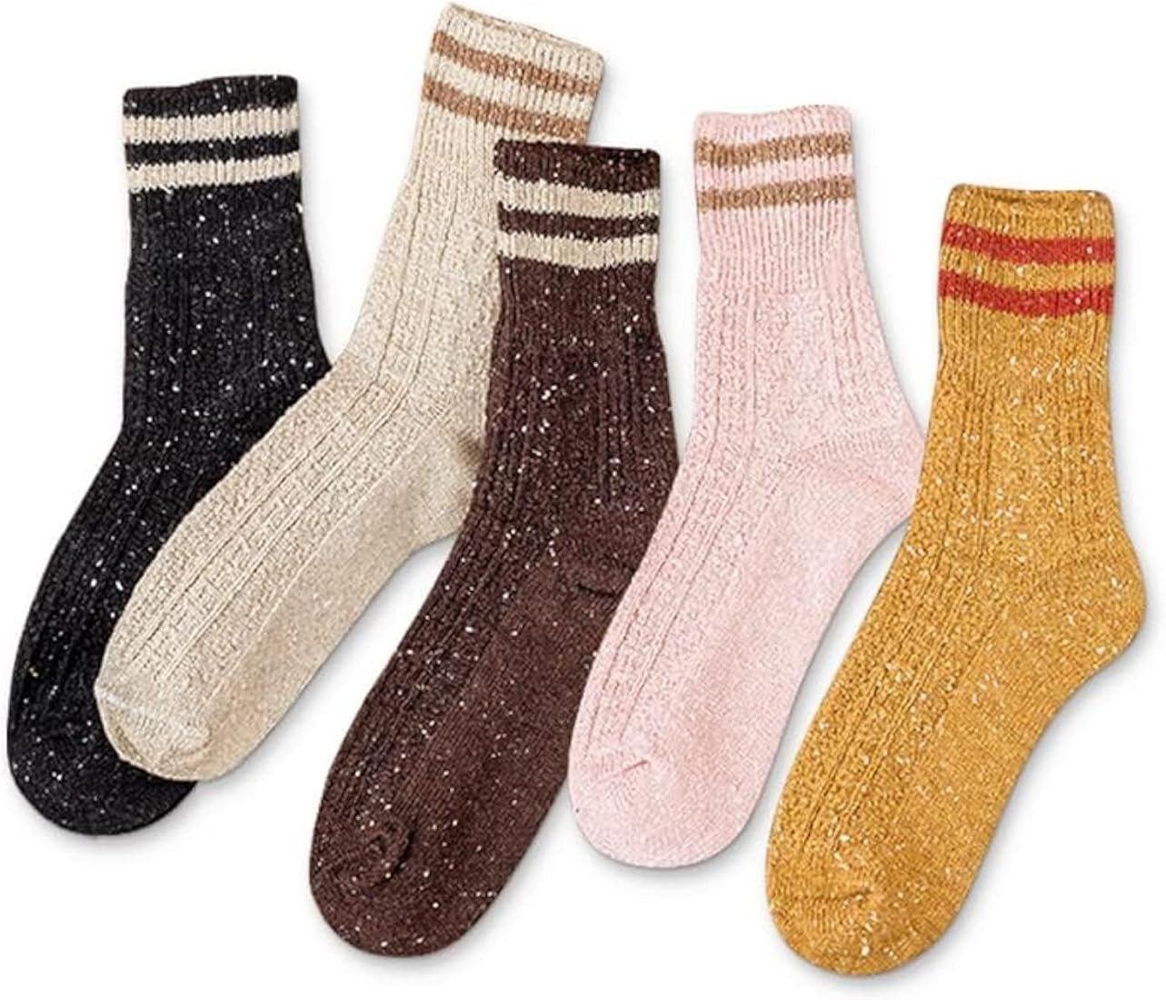 IIG 5 Pairs Women's Vintage Style Thick Wool Warm Winter Crew Socks | Amazon (US)