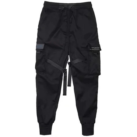 Musuos Men Black Cargo Pant, Multi Pockets Loose Sweatpants, Tapered Trousers | Walmart (US)