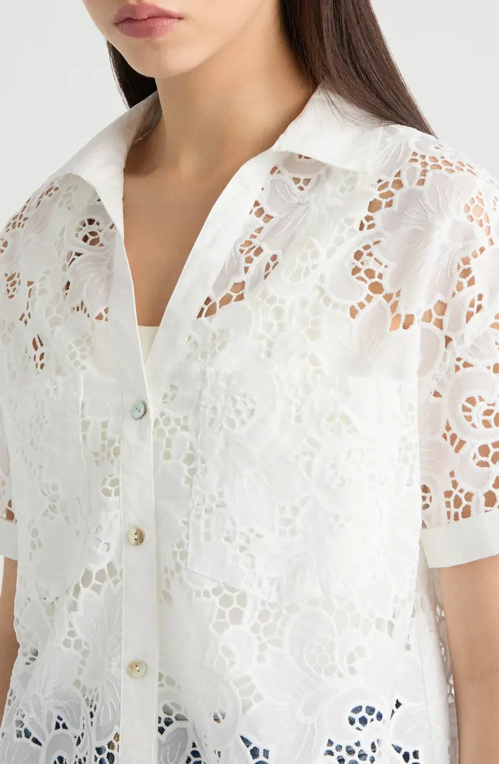 Sheer Cotton Lace Camp Shirt | Nordstrom Rack