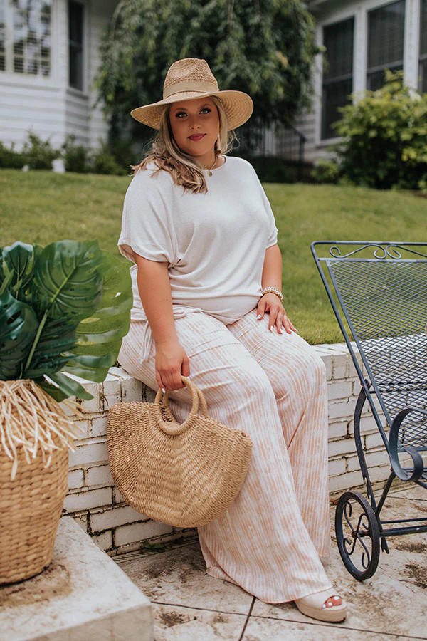 Malibu Cruise Stripe Pants In Peach Curves | Impressions Online Boutique