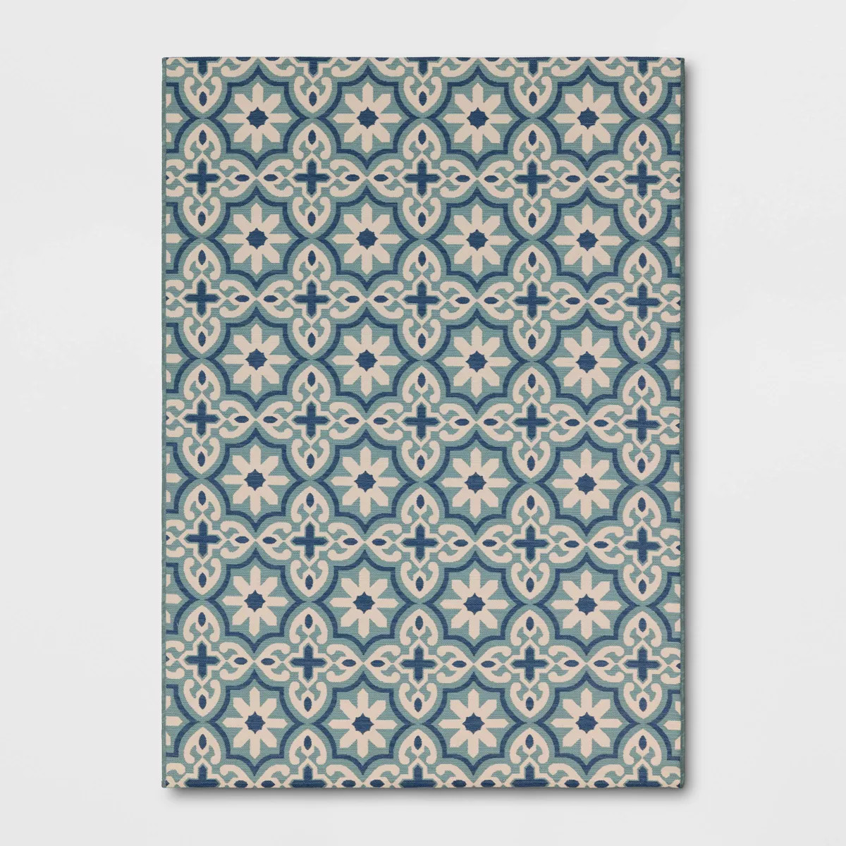 5'x7' Tonal Tile Outdoor Area Rug Blue - Threshold™ | Target